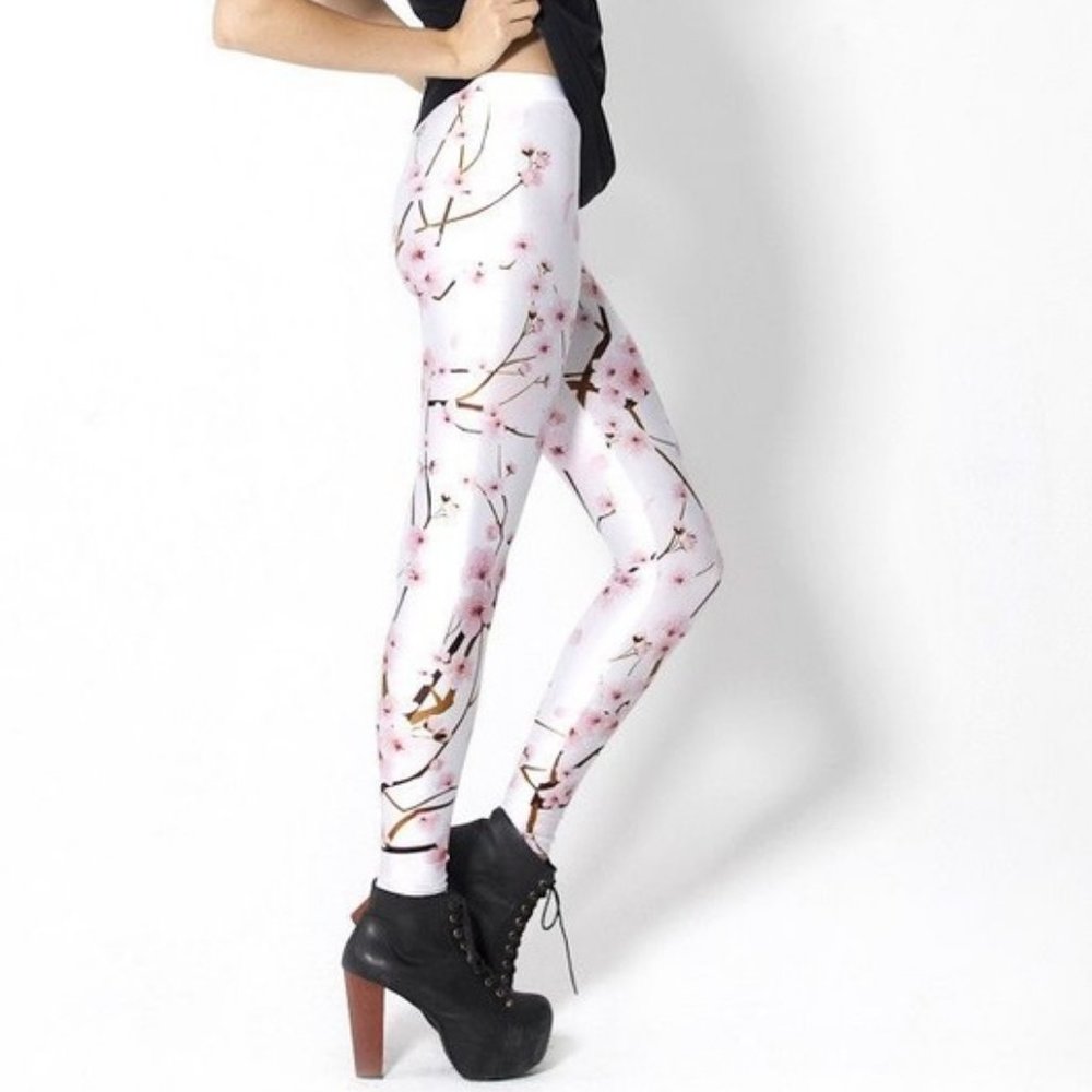 Blackmilk cherry blossom white leggings